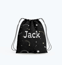 Load image into Gallery viewer, Personalised Space Themed Drawstring Bag Boys Kids PE Bag Swimming School Bag Sports Bag Lunch Football Bag
