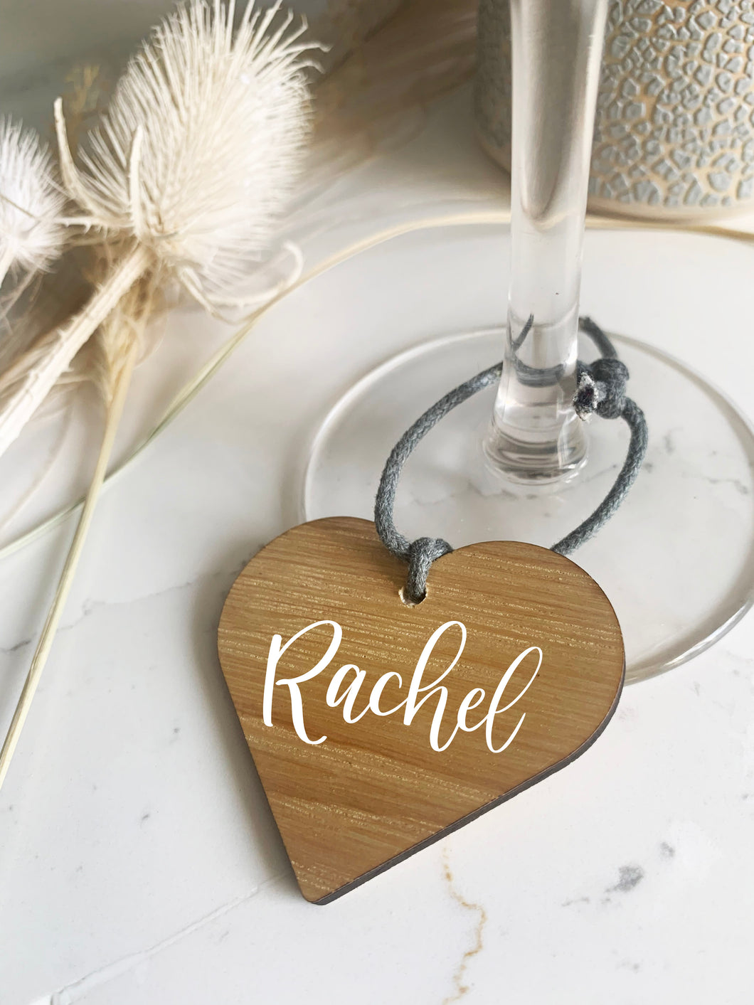 Personalised Wooden Place Name Heart Shaped - White Script Text